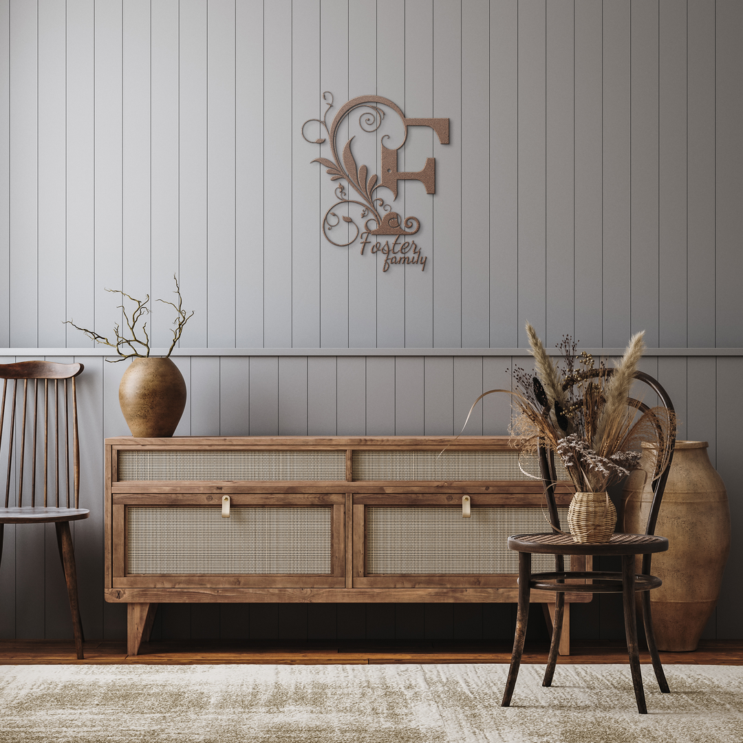 f monogram Personalized Metal Sign - Family Name Wall Art