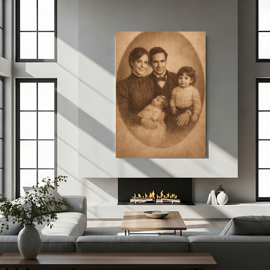 Custom Family Portrait Canvas, Vintage Style Wall Art
