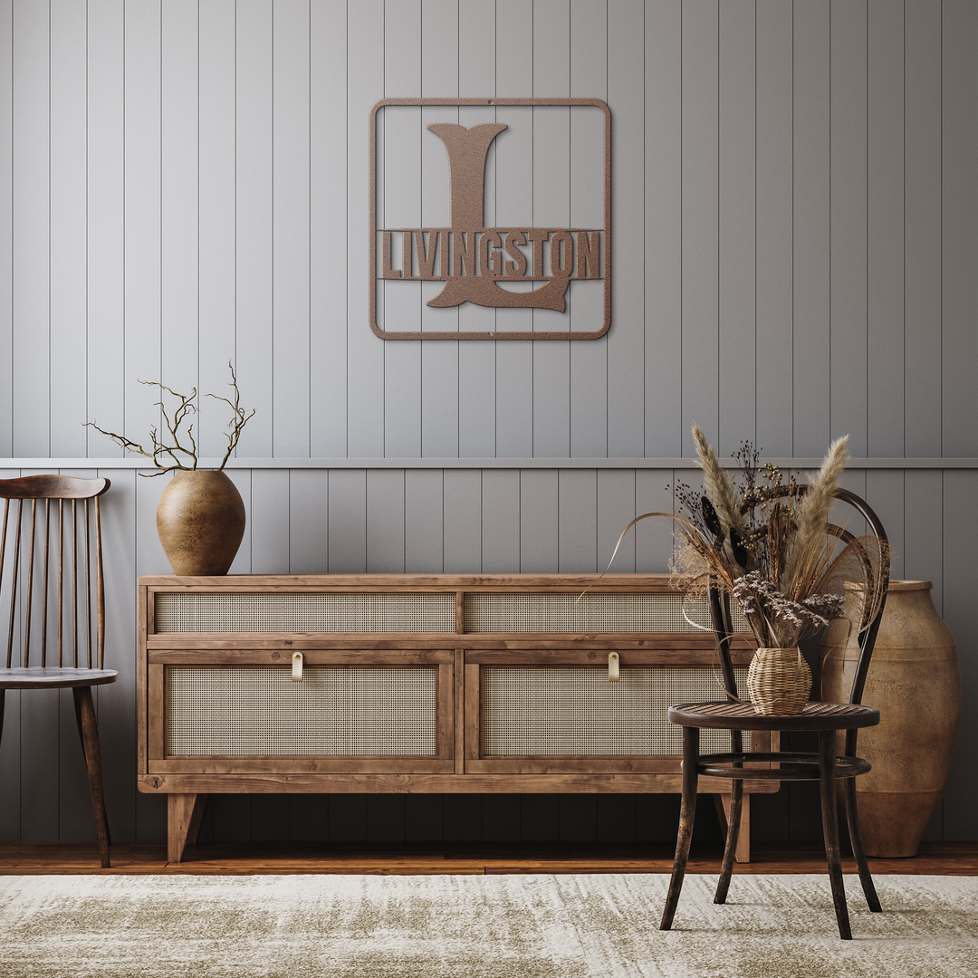 Split Monogram L - Personalized Metal Sign