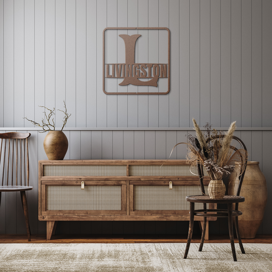 Split Monogram L - Personalized Metal Sign
