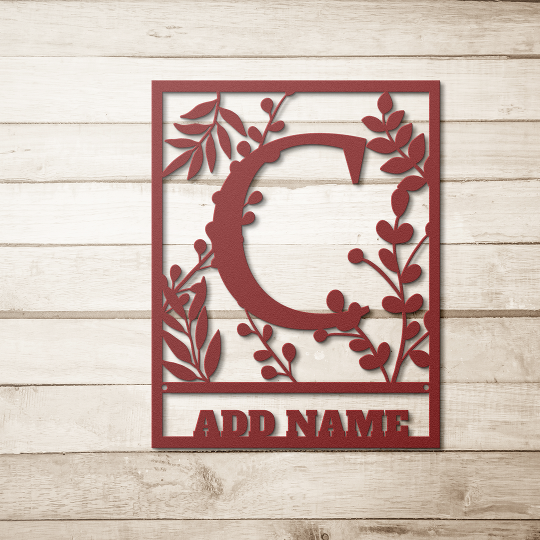 Die-Cut Metal Signs floral monogram C