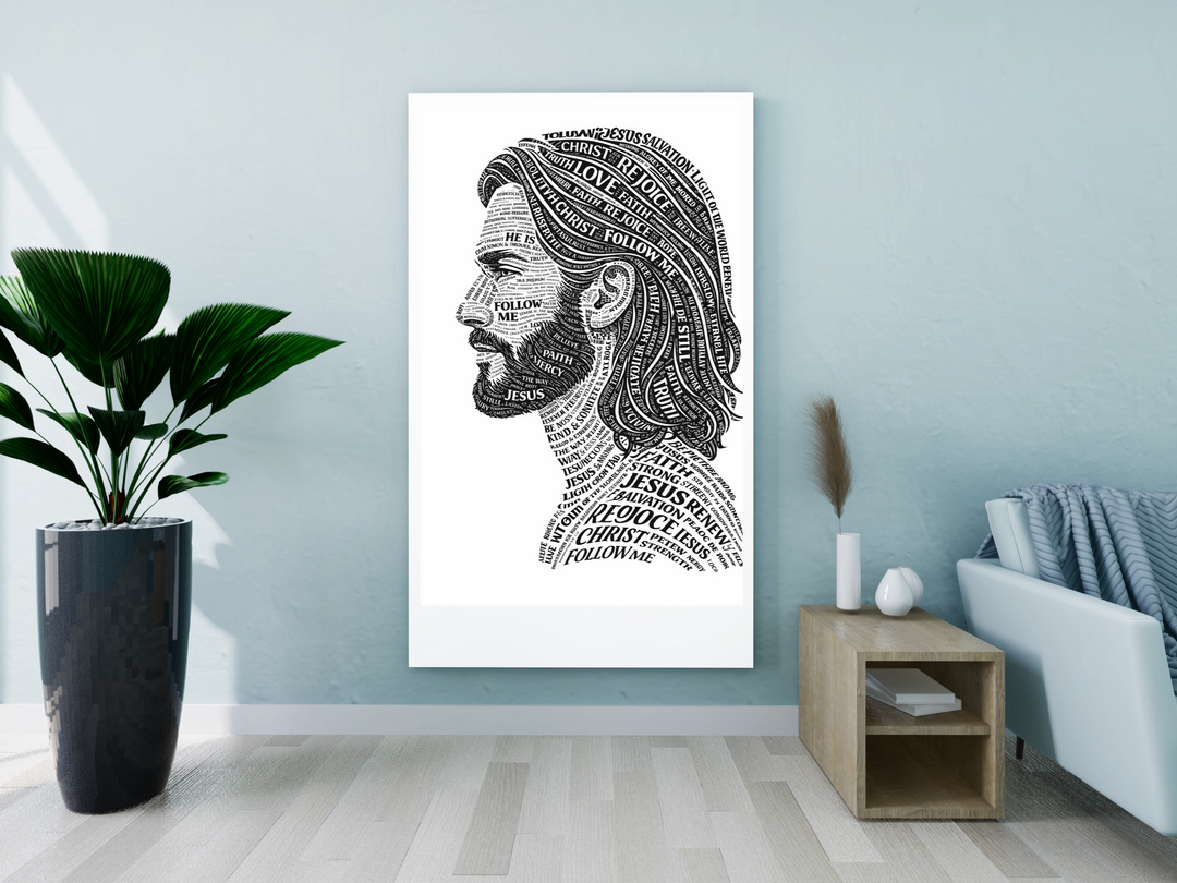 Jesus Typography Religious Canvas Art for Inspiring Spaces - Tailored Wall Expressions