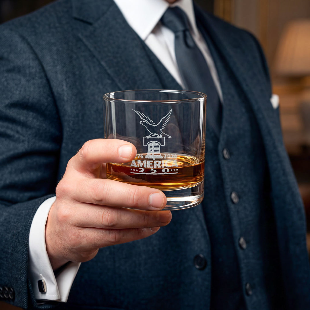 America's 250 Engraved Whiskey Glass — 10.5 oz Commemorative