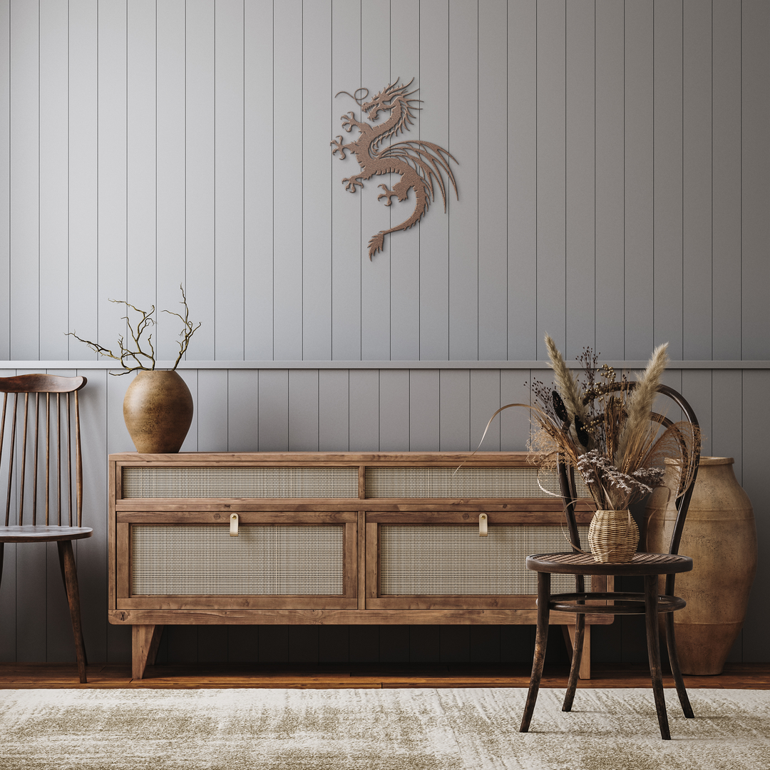 Elegant Metal Dragon Wall Art Decor