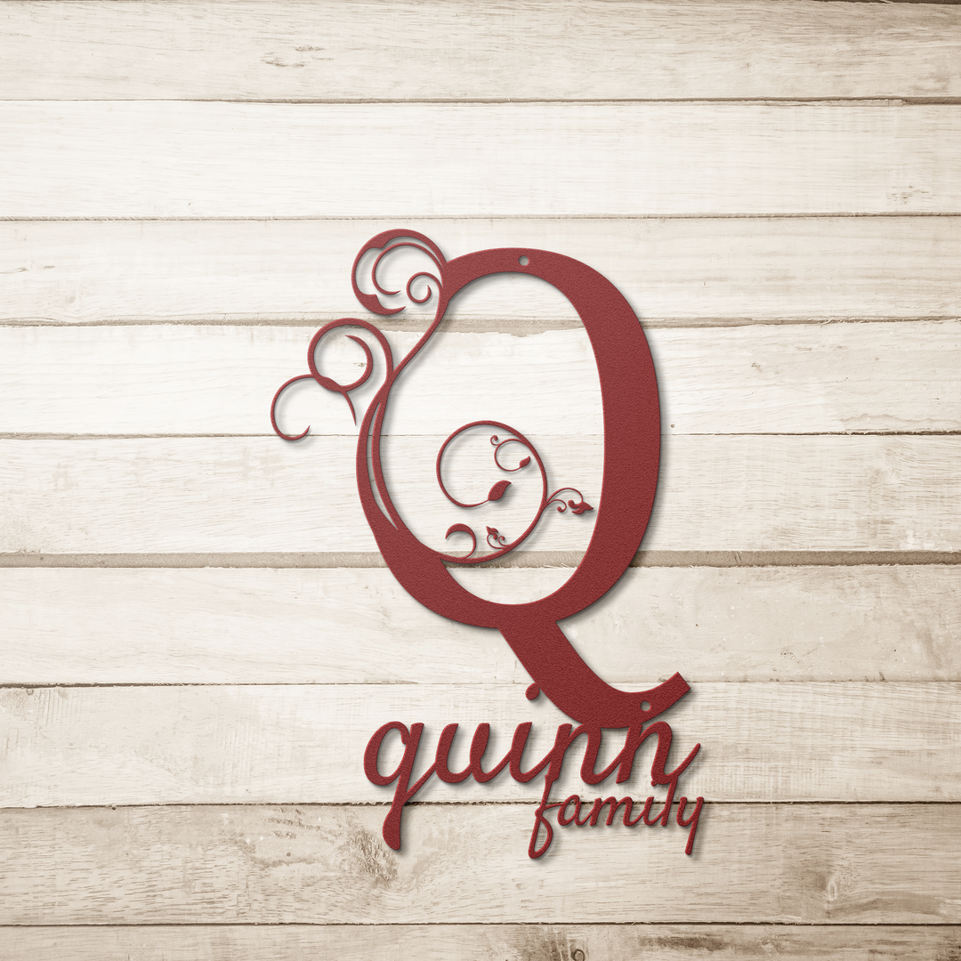 Q monogram Personalized Metal Sign - Family Name Wall Art