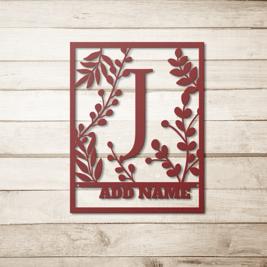 Die-Cut Metal Signs Floral monogram J