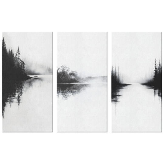 Charcoal Forest Sketch Canvas Set - Tranquil Wall Art Decor