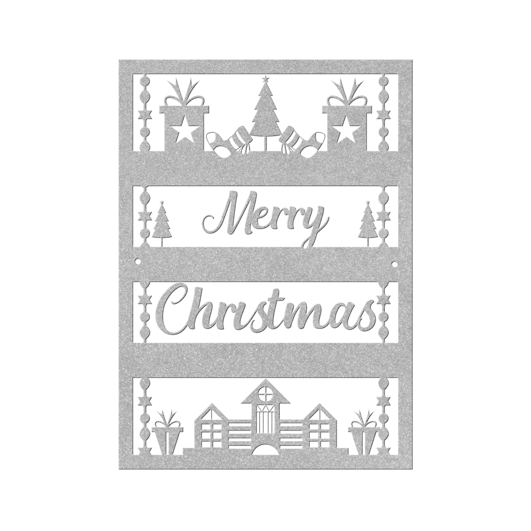 Festive Merry Christmas Metal Sign - Holiday Wall Decor