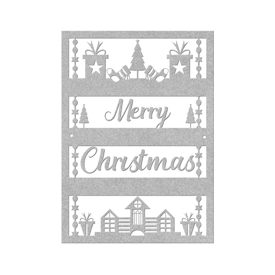 Festive Merry Christmas Metal Sign - Holiday Wall Decor