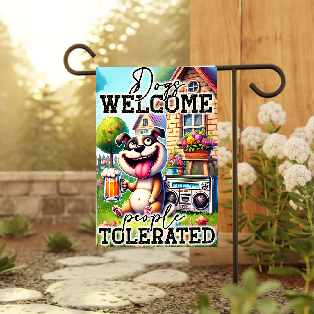 Funny Dog Garden Flag – Double Sided Humorous Yard Decor