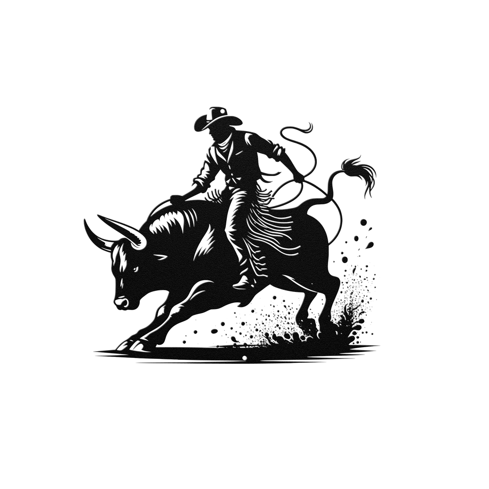 Die-Cut Metal Signs custom image of bull rider