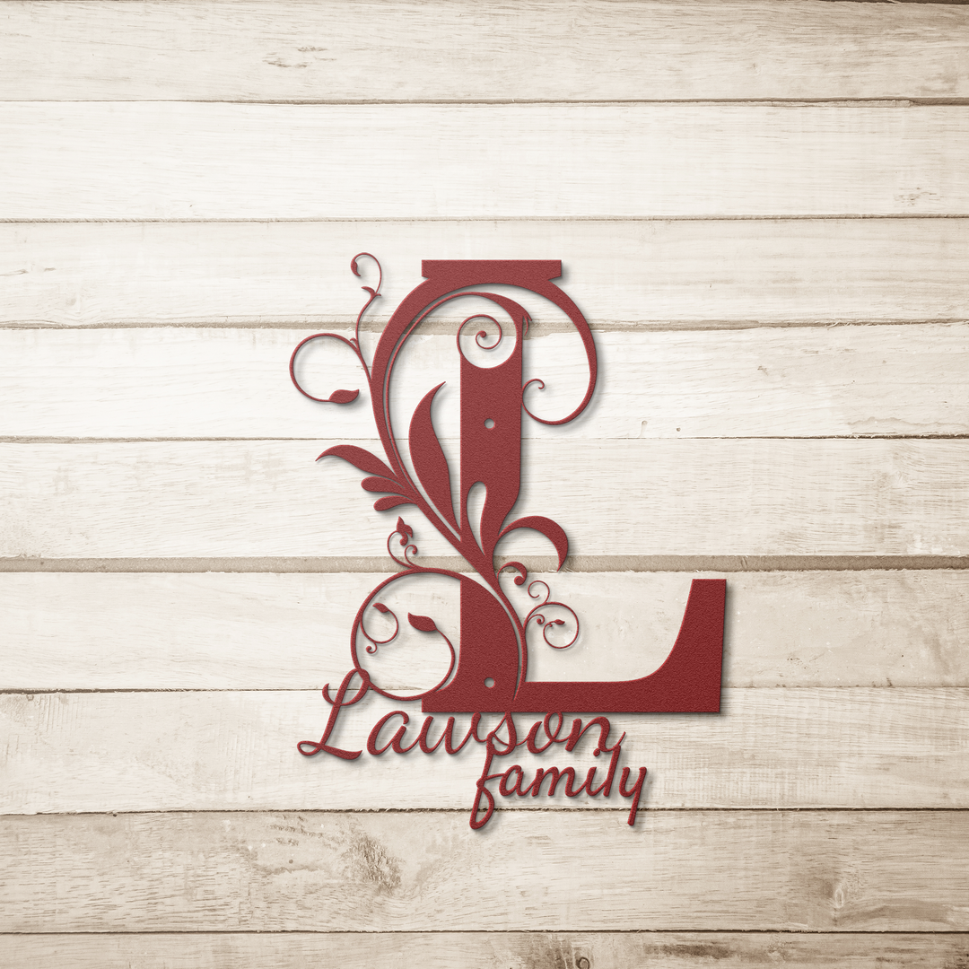 L monogram Personalized Metal Sign - Family Name Wall Art