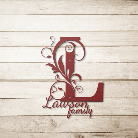 L monogram Personalized Metal Sign - Family Name Wall Art
