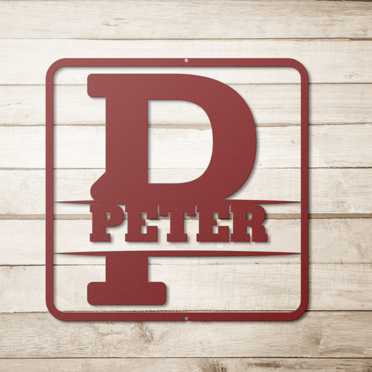 Die-Cut Metal Signs split monogram P