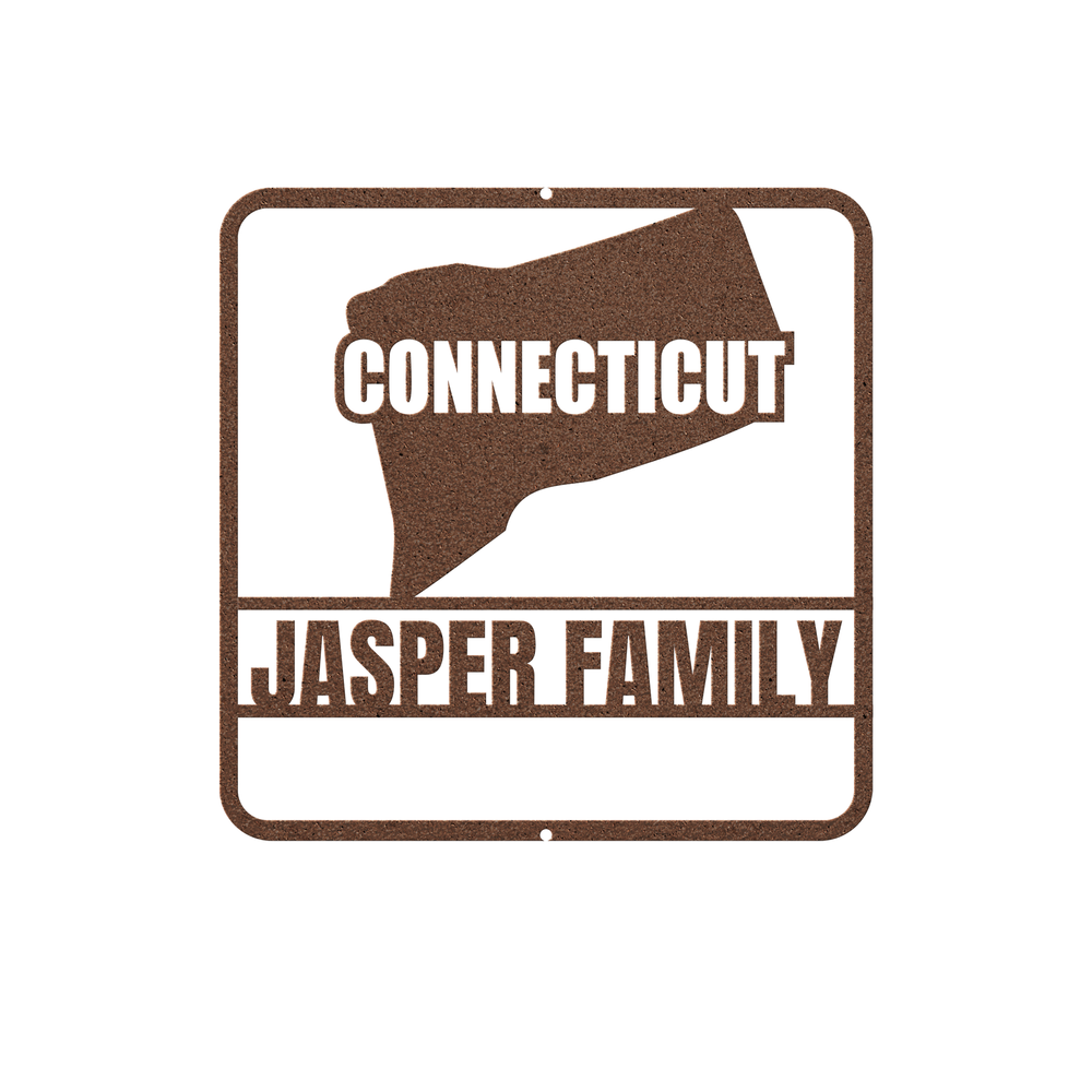 Connecticut Custom Metal Sign Wall Decor - Personalized Family Name