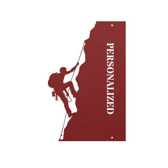 Die-Cut Metal Signs custom image of rock climber./Personalized