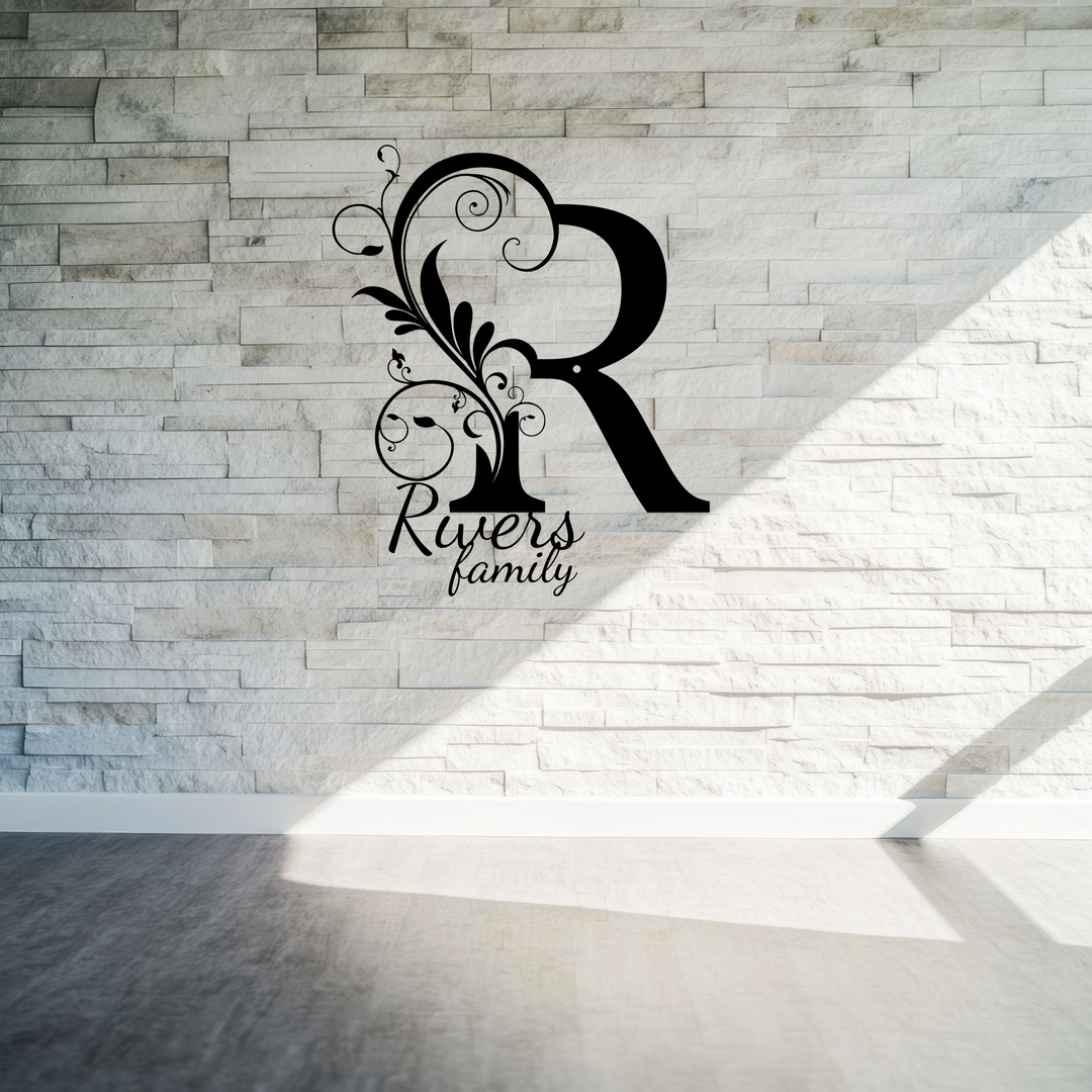 R monogram Personalized Metal Sign - Family Name Wall Art
