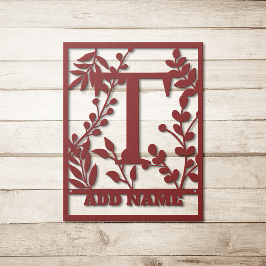 Die-Cut Metal Signs Floral monogram  T