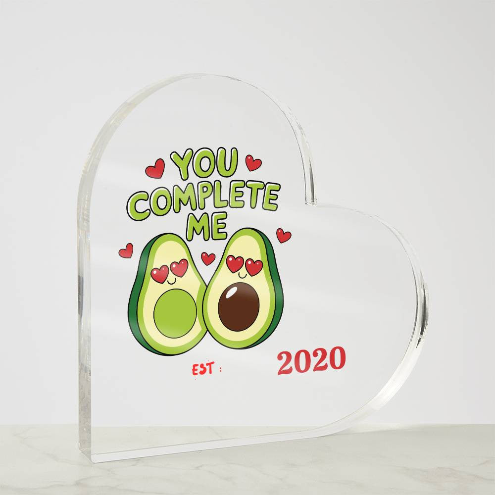 Funny avocado special occasion gift Acrylic Heart Plaque, personalized date or year