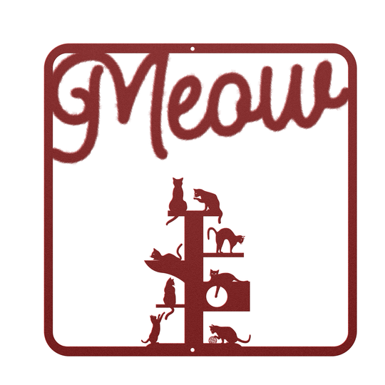 MEOW, Metal Signs Cats Climbing Wall Art AnywherePOD