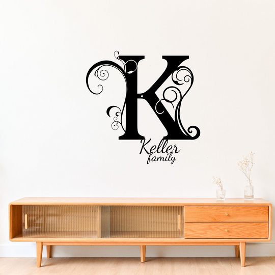 K monogram Personalized Metal Sign - Family Name Wall Art