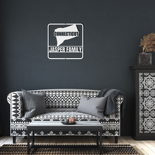 Connecticut Custom Metal Sign Wall Decor - Personalized Family Name
