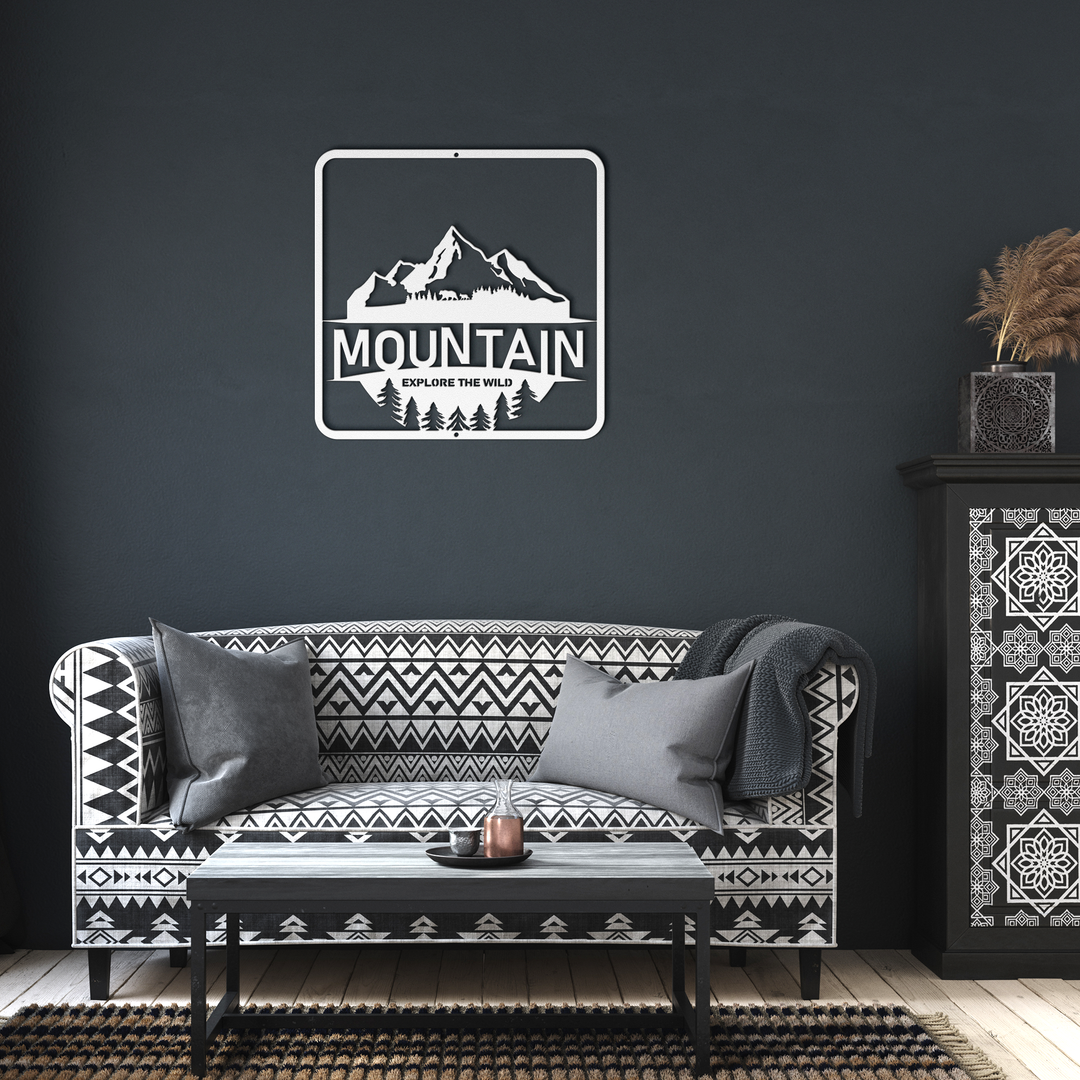 Adventure Metal Signs with a mountain image Wall Art AnywherePOD White 36 Inch