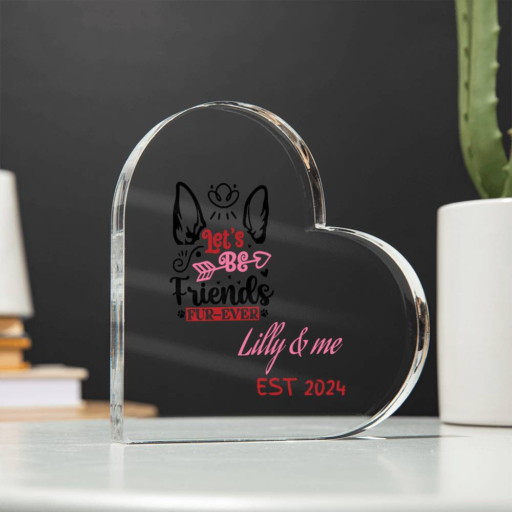 Valentine pet personalized Acrylic Heart Plaque with custom text Home Decor AnywherePOD