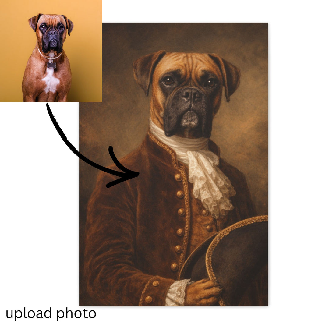Regal Dog Portrait Canvas - Custom Pet Art Gift
