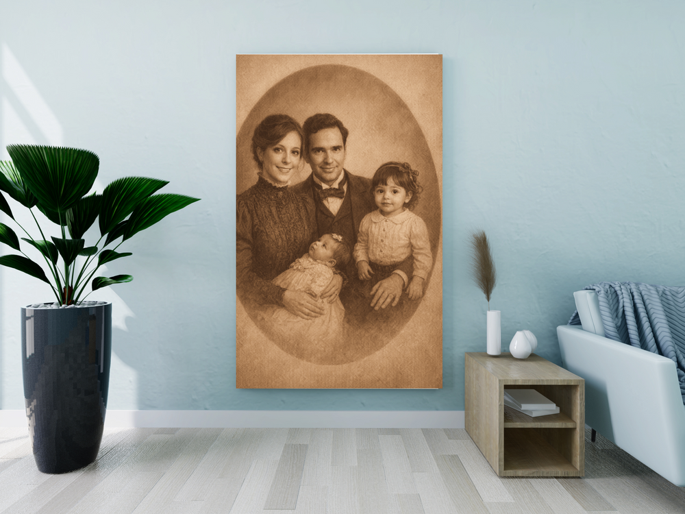 Custom Family Portrait Canvas, Vintage Style Wall Art
