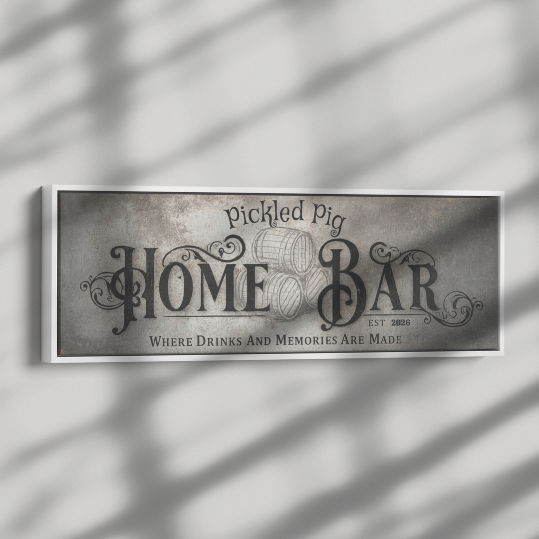 Personalized Home Bar Canvas Art - Vintage Rustic Charm