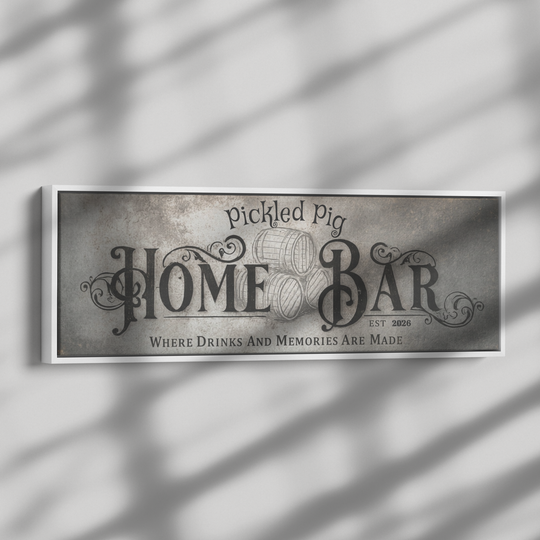Personalized Home Bar Canvas Art - Vintage Rustic Charm