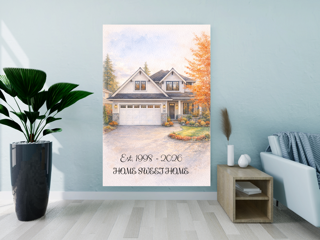 Custom Canvas Art Portrait - Watercolor House Painting
