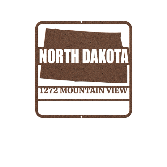 North Dakota Custom Metal Wall Art - Personalized Outdoor Address Plaque