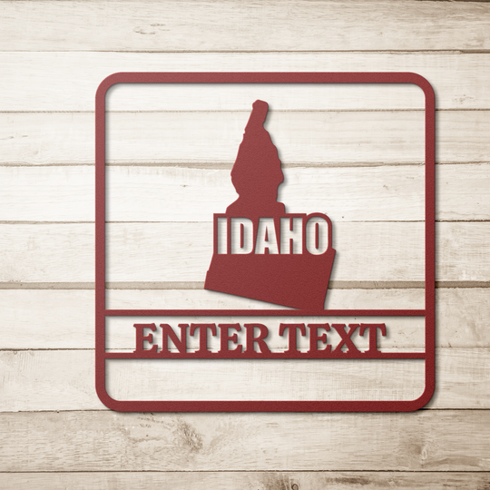 Die-Cut Metal Signs map of Idaho personalized