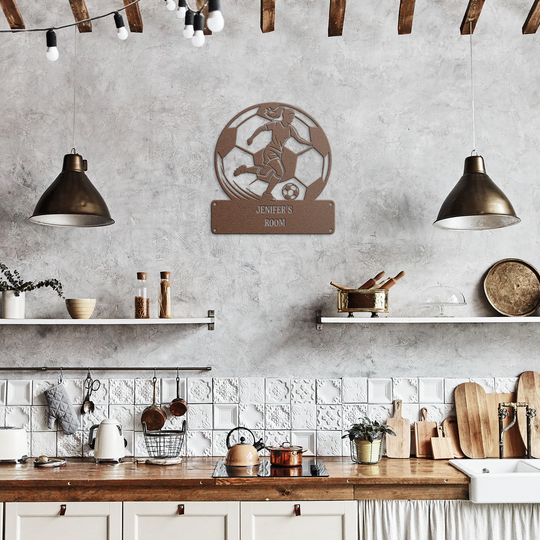 Personalized Soccer Player Metal Wall Art - Custom Sign