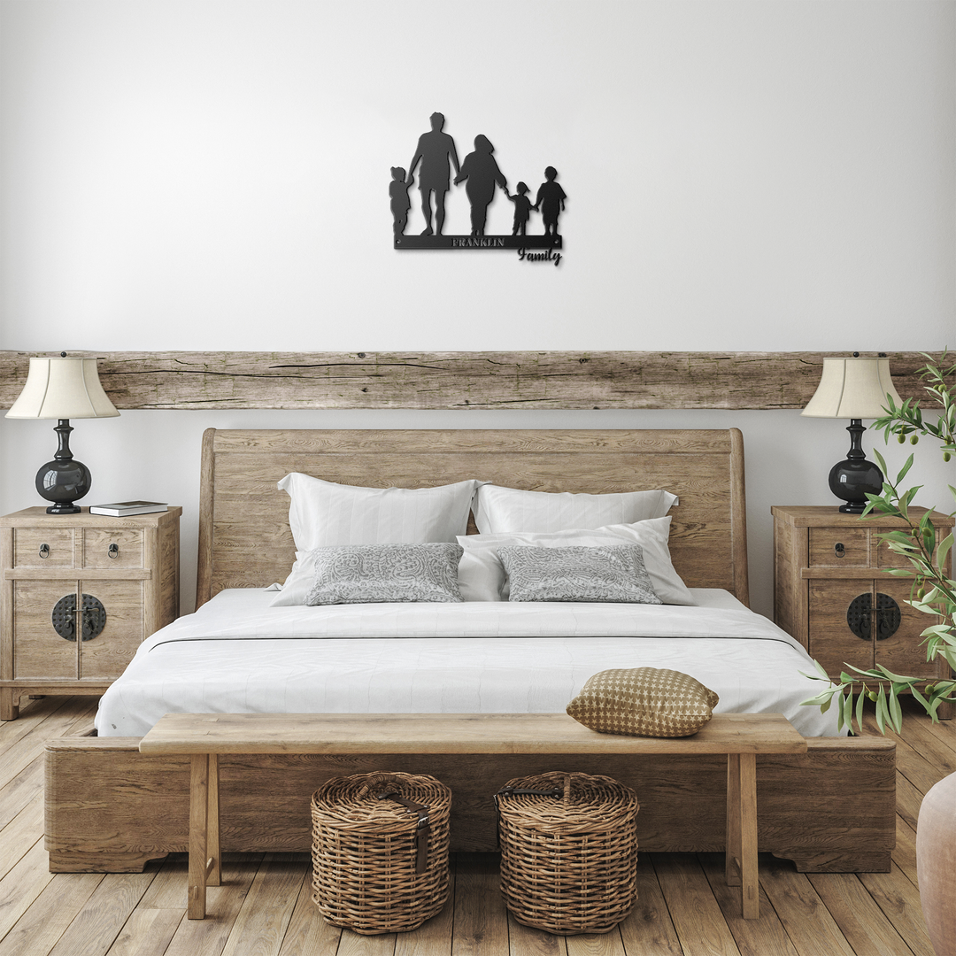 Personalized Family Silhouette Metal Sign