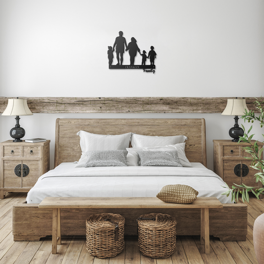 Personalized Family Silhouette Metal Sign