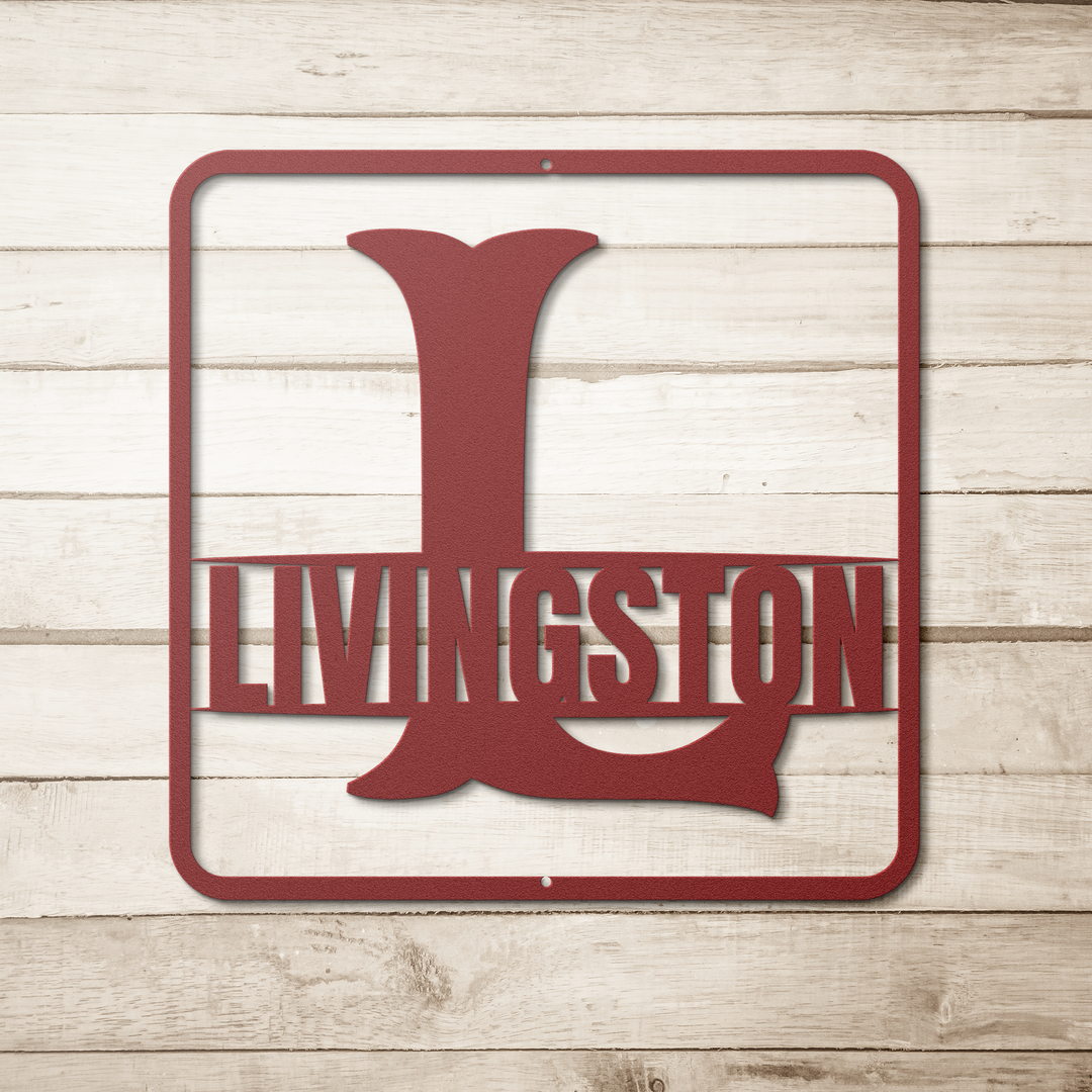 Split Monogram L - Personalized Metal Sign