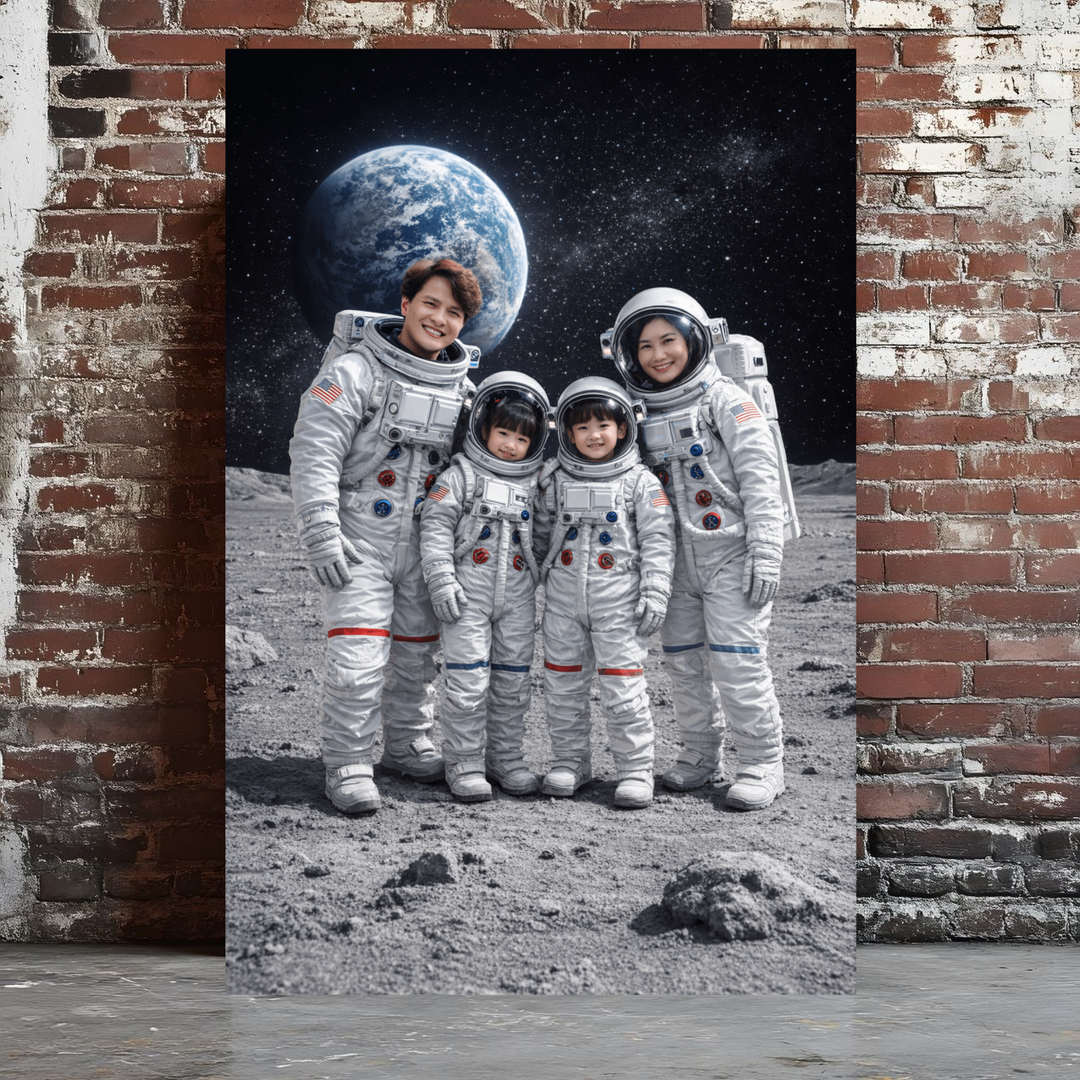 Custom Family Astronaut Portrait Canvas