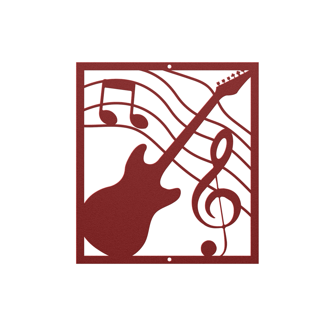 Guitar Themed Metal Wall Art - Indoor Outdoor Music Decor