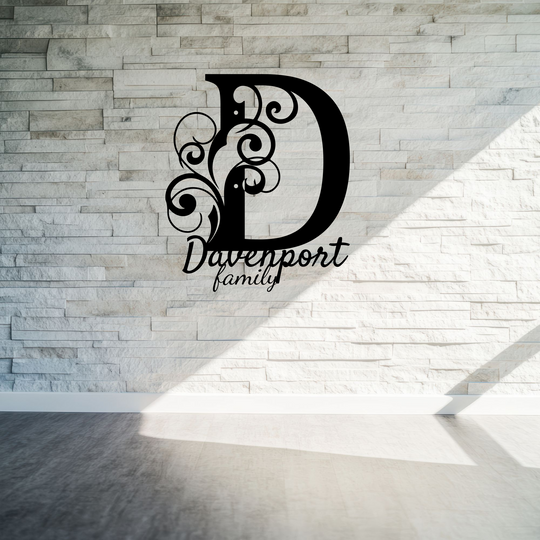 D monogram Personalized Metal Sign - Family Name Wall Art