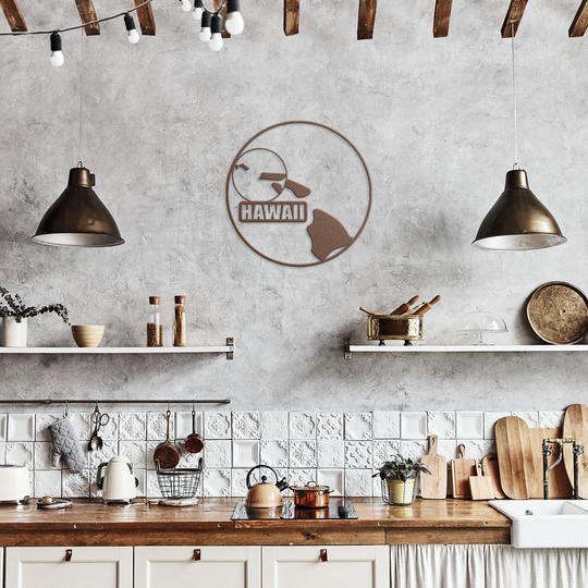 Hawaii Themed Custom Metal Wall Art - map Decor