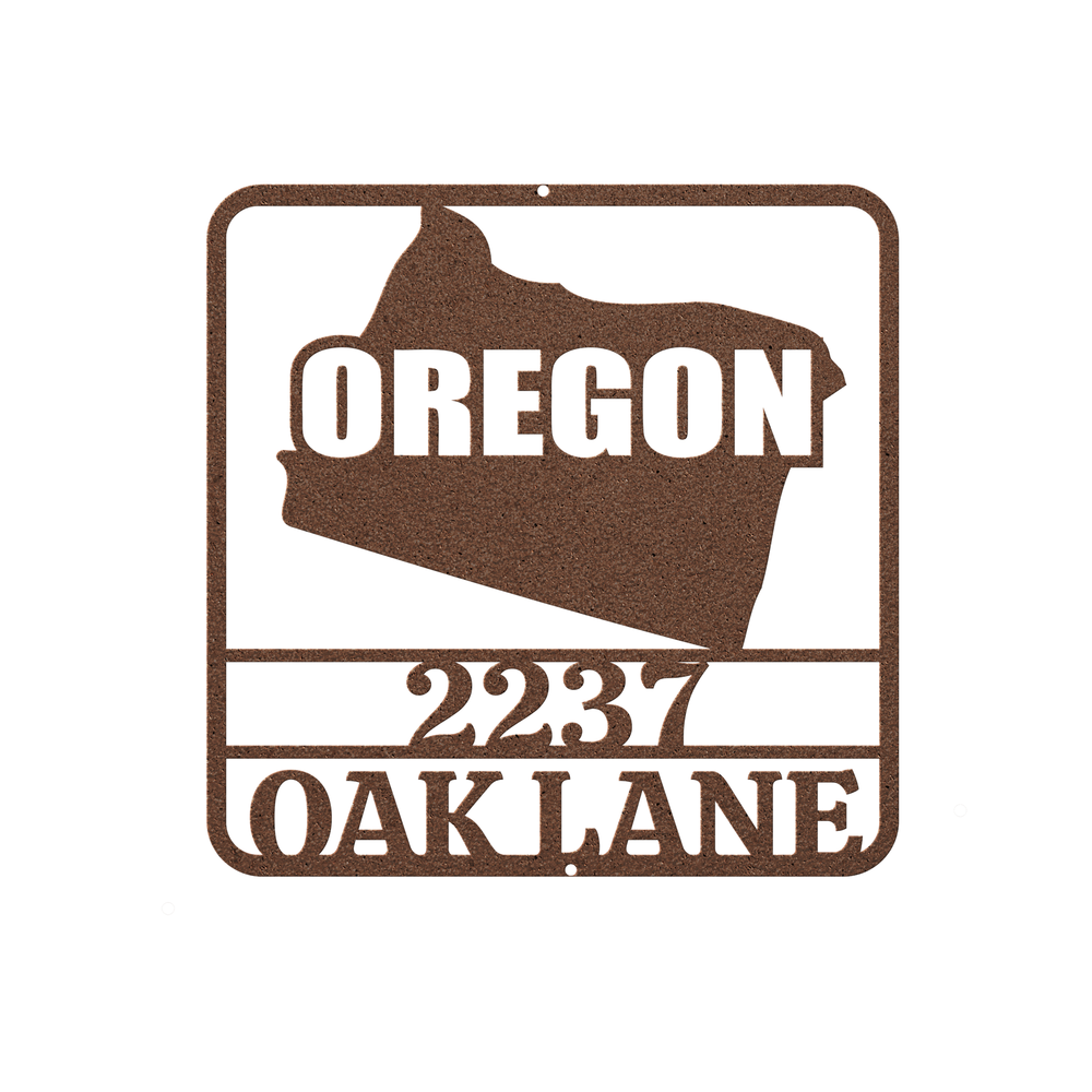 Custom Oregon Address Sign – Personalized Metal Plaque