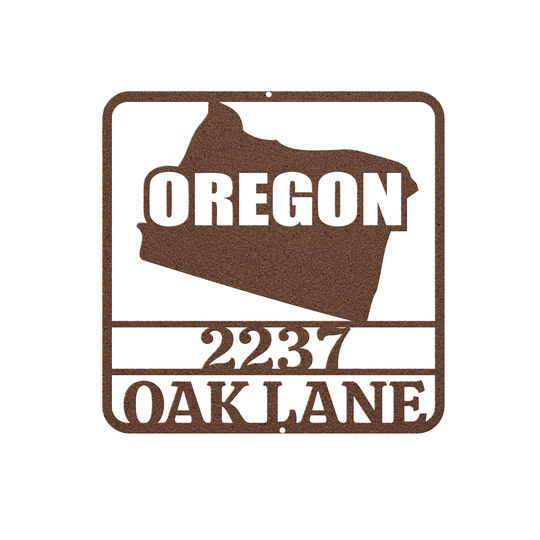 Custom Oregon Address Sign – Personalized Metal Plaque