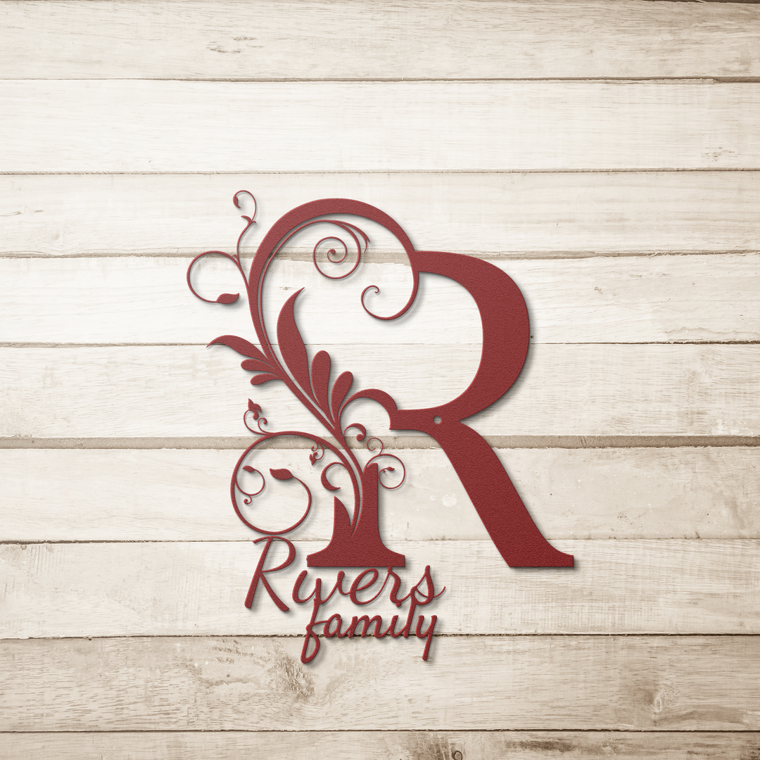 R monogram Personalized Metal Sign - Family Name Wall Art
