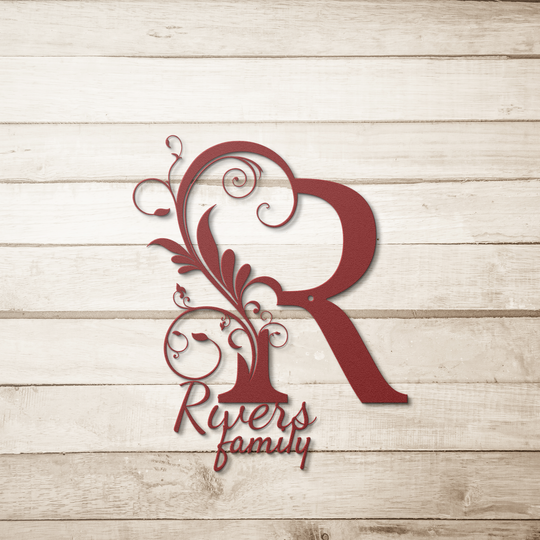 R monogram Personalized Metal Sign - Family Name Wall Art