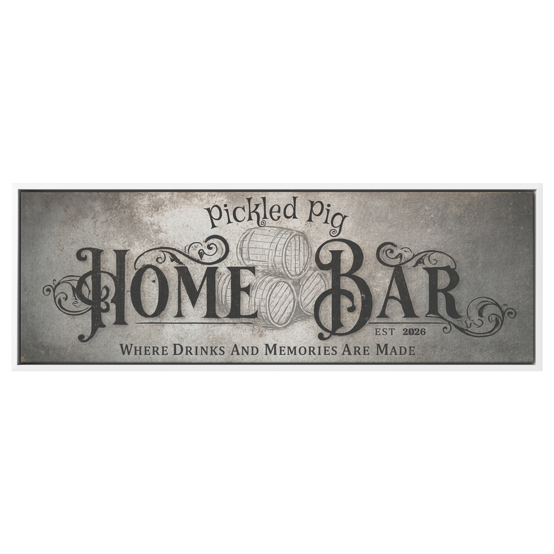 Personalized Home Bar Canvas Art - Vintage Rustic Charm