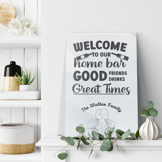 Personalized Home Bar Wall Art Canvas