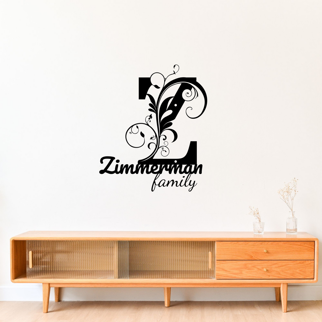 Z monogram Personalized Metal Sign - Family Name Wall Art